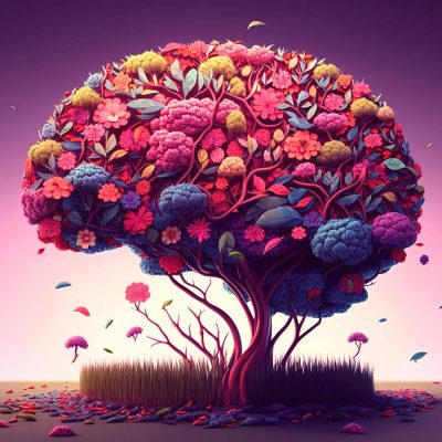 Beautiful flourishing mind growing like a tree